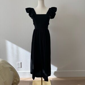 H&M Black Fluttery Sleeve Midi Sundress